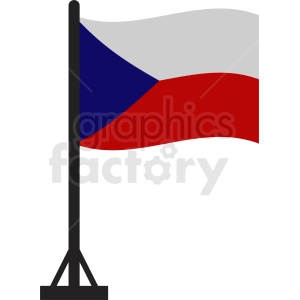 This image depicts an illustrated version of the Czech flag, which consists of two horizontal bands, one white and one red, with a blue triangle extending from the flagpole side. 