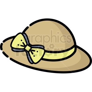 A clipart image of a beige hat decorated with a yellow bow.