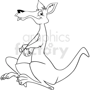 black and white cartoon kangaroo vector clipart