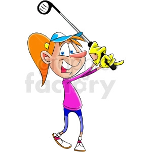 cartoon woman golfer