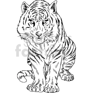 Black and white tiger vector clipart