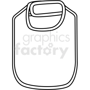 A black and white clipart image of a baby bib.