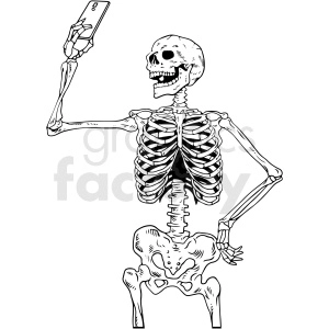 cute skeleton clipart black and white