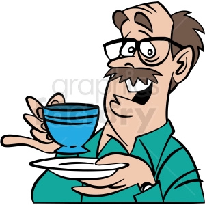 cartoon man having tea vector clipart