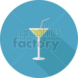 cocktail on blue circle background vector