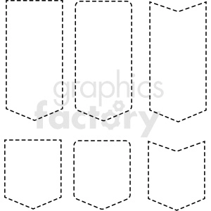 Blank Badge and Shield Shapes with Dashed Outlines