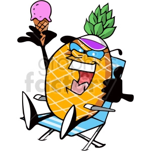cartoon pineapple sitting in lounge chair clipart