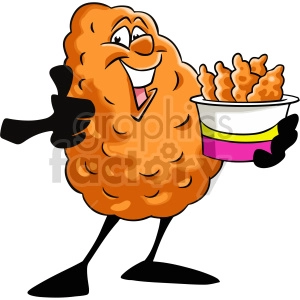 The clipart image shows a cartoon-style drawing of chicken tenders, which are a type of food made from strips of chicken meat that have been breaded and fried or baked. The chicken tenders in the image appear to be golden brown in color and have a crispy texture.
