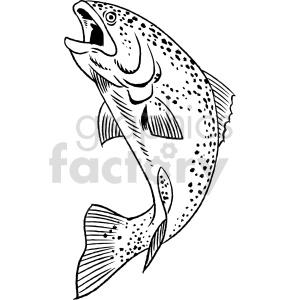 The clipart image shows a black and white depiction of a trout fish. The image appears to be a simplified illustration of a trout, likely intended for use in educational materials or as design element in fishing-related graphics.