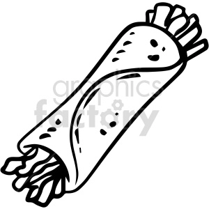 black and white taco roll clipart