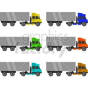 semi trucks isometric vector graphic bundle