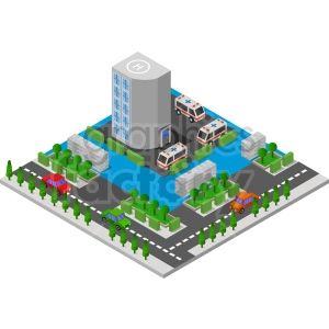 hospital block isometric vector graphic