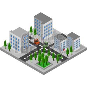 city block isometric clipart