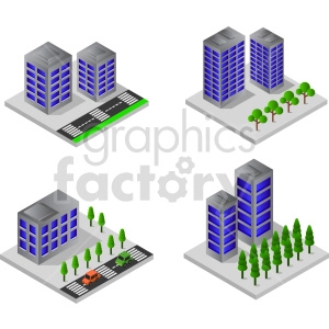 office building bundle isometric vector graphic