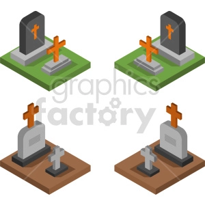 tombstones isometric vector graphic