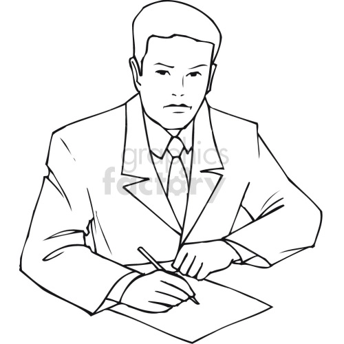 lawyer signing document clipart black white