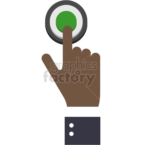 black hand pushing green button vector clipart