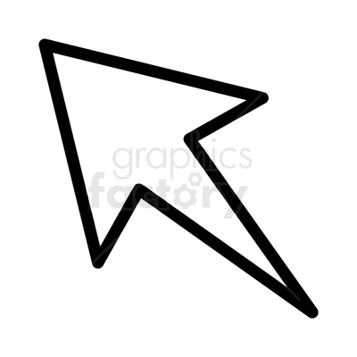 A black and white clipart image of a computer mouse cursor arrow.
