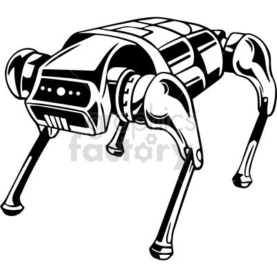 black and white robot dog clipart