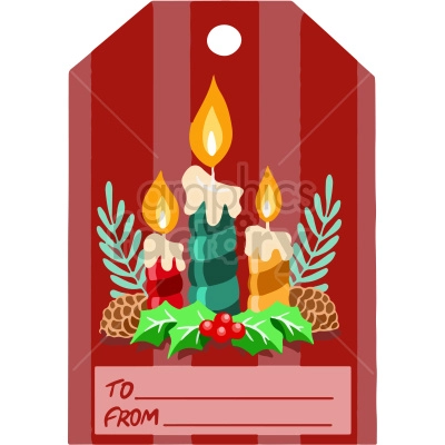 christmas gift tag with candles vector clipart
