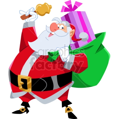 cartoon santa with large gift bag vector clipart
