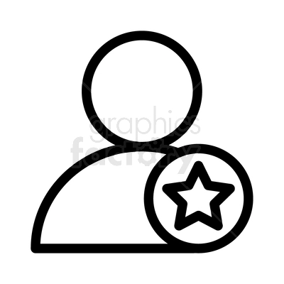 A simple clipart icon of a person with a star symbol, representing a favorite or rated individual.