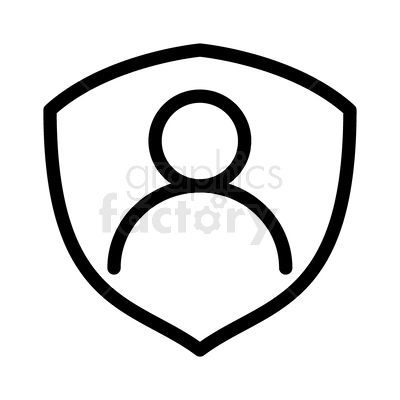 Clipart image of a person icon within a shield outline, representing user protection or security.