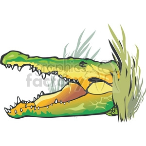 Alligator lurking behind swamp foliage