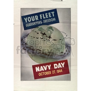 1944 Navy Day Poster: Your Fleet Guarantees Freedom