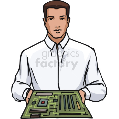 man holding a computer motherboard