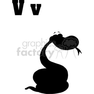 viper snake silhouette in Black with the letter V