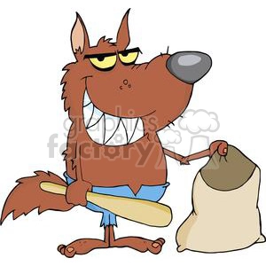 3218-Smiled-Werewolf-Holding-Club-And-Bag