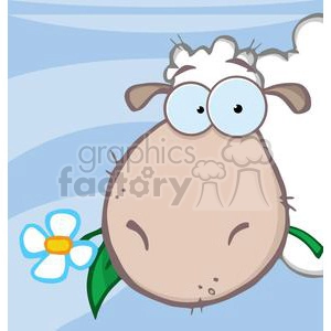 Cute Cartoon Sheep with Flower