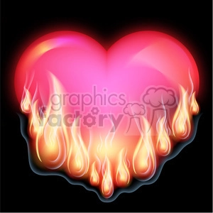 Glowing Pink Heart with Flames