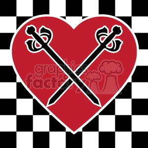checkerboard heart with swords design
