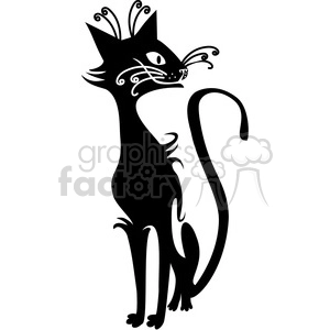 Stylized Black Cat - Whimsical Feline
