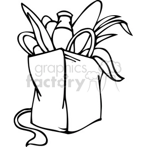 black and white clip art of a Democrat bag of groceries