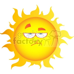 12901 RF Clipart Illustration Lowering Sun Cartoon Character
