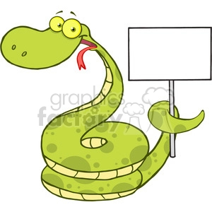 Comical Cartoon Snake Holding Sign