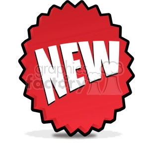 Clipart image of a red starburst badge with the word 'NEW' written in bold white capital letters.