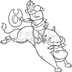 The clipart image shows a humorous and exaggerated depiction of a cowboy riding a bull, a common trope in Western and rodeo-related media. The cowboy appears to be holding onto a hat and is riding the bull which has a comically content expression.