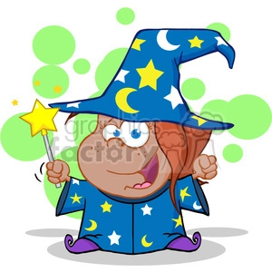 Cheerful Cartoon Witch with Magic Wand