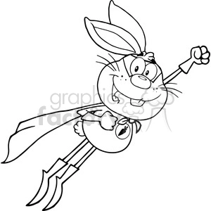 Superhero Rabbit Flying Cartoon