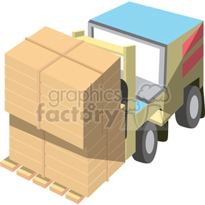 cartoon forklift with double load
