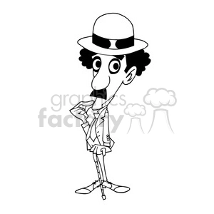 Charles Chaplin bw cartoon caricature
