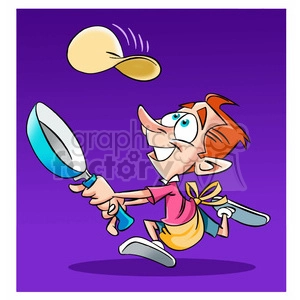 vector cartoon man making pancakes