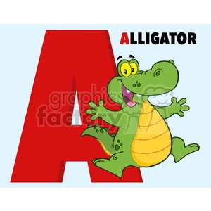 Illustration Funny Cartoon Alphabet A With Aligator