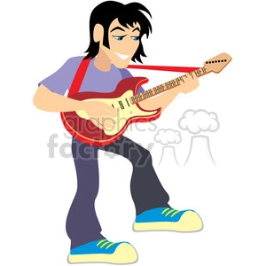 cartoon rocker playing the guitar