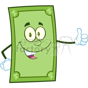 Cheerful Dollar Bill Cartoon Character Giving Thumbs Up