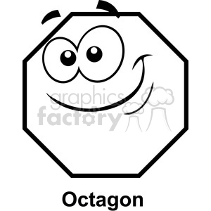 A black and white clipart image of an octagon with a smiling face and large eyes. The word 'Octagon' is written below the shape.
